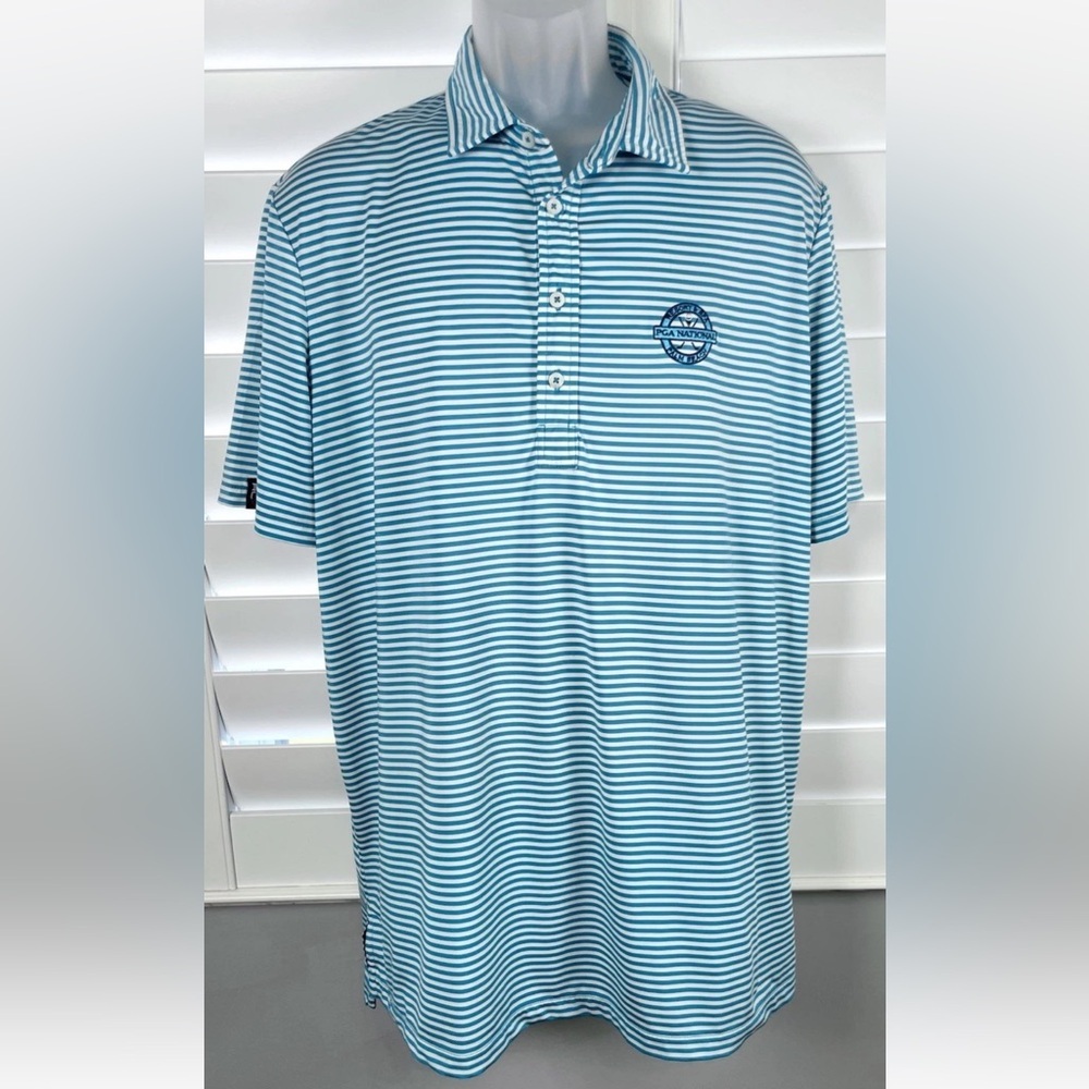 RLX Ralph Lauren‎ Golf Polo Shirt Mens XL Stripe SS Comfort Shirt Palm Beach PGA